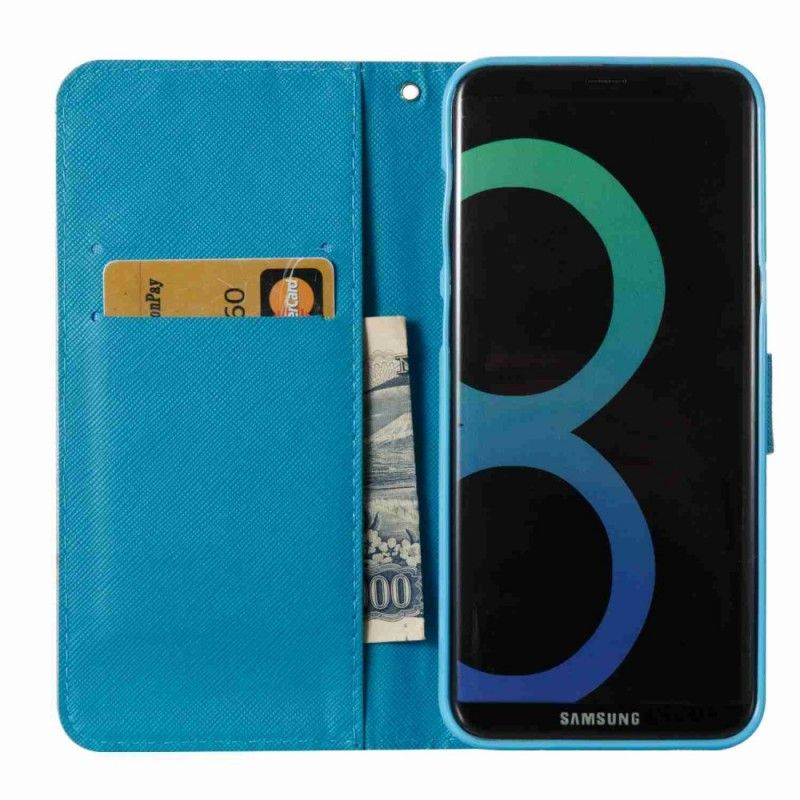 Lederhüllen Für Samsung Galaxy S8 Plus Blauer Schädel