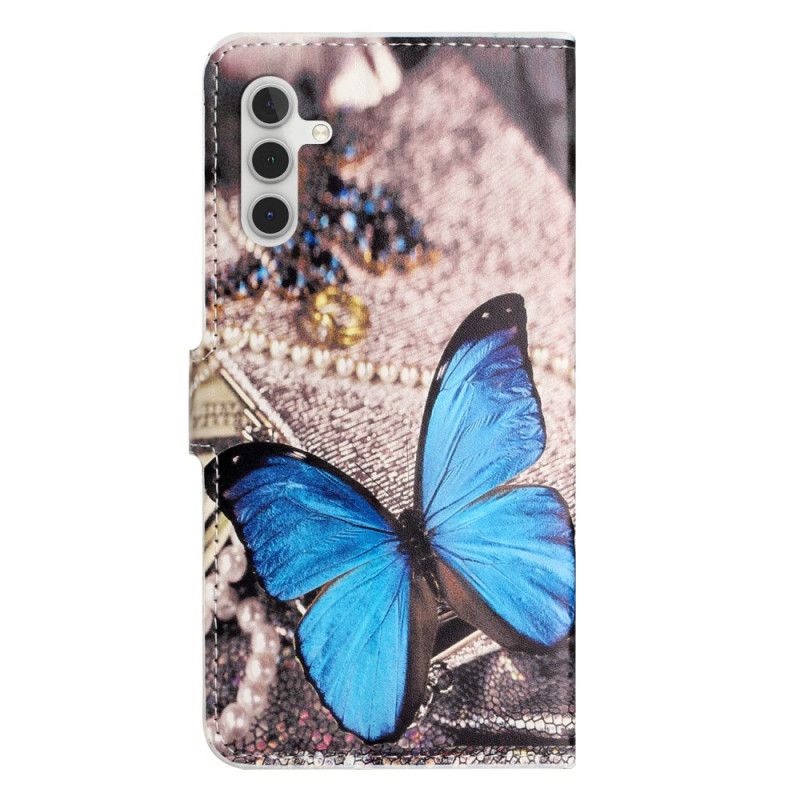 Lederhüllen Samsung Galaxy S24 5g Blauer Schmetterling