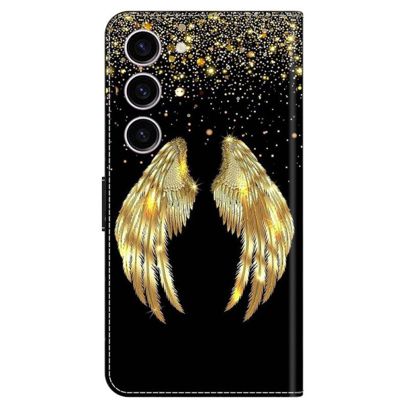 Lederhüllen Samsung Galaxy S24 5g Goldene Flügel