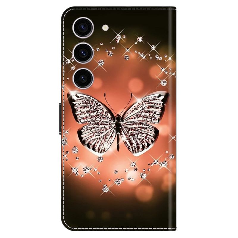 Lederhüllen Samsung Galaxy S24 5g Kristallschmetterling