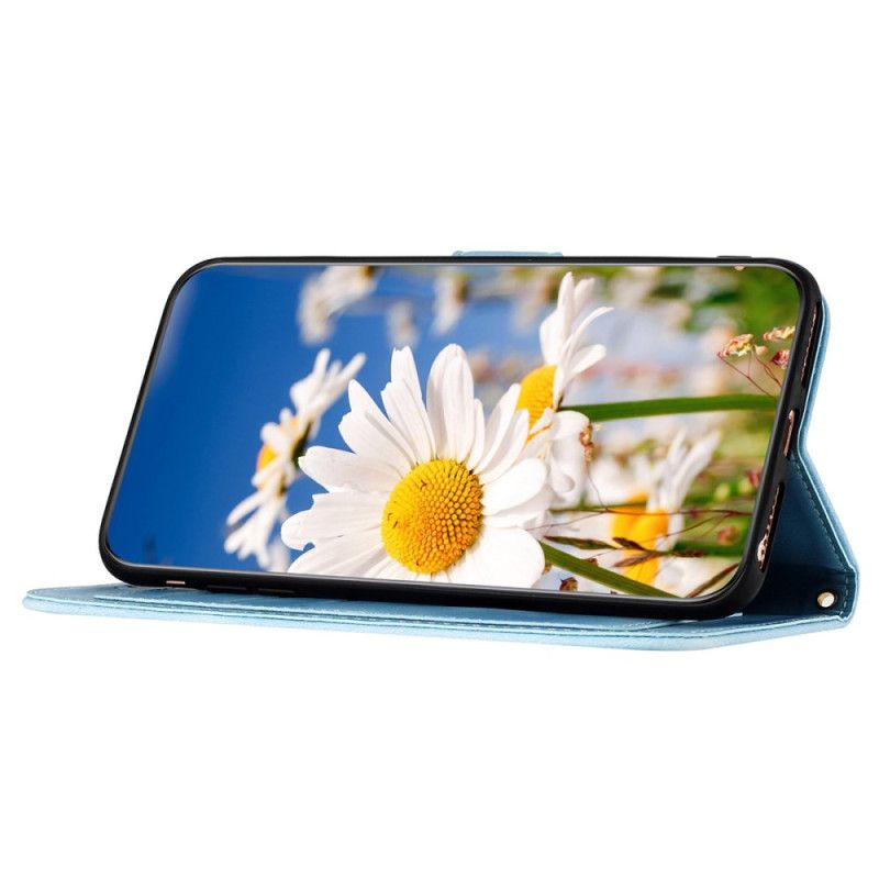 Lederhüllen Samsung Galaxy S24 5g Künstlerisches Blumenmuster Mit Riemen