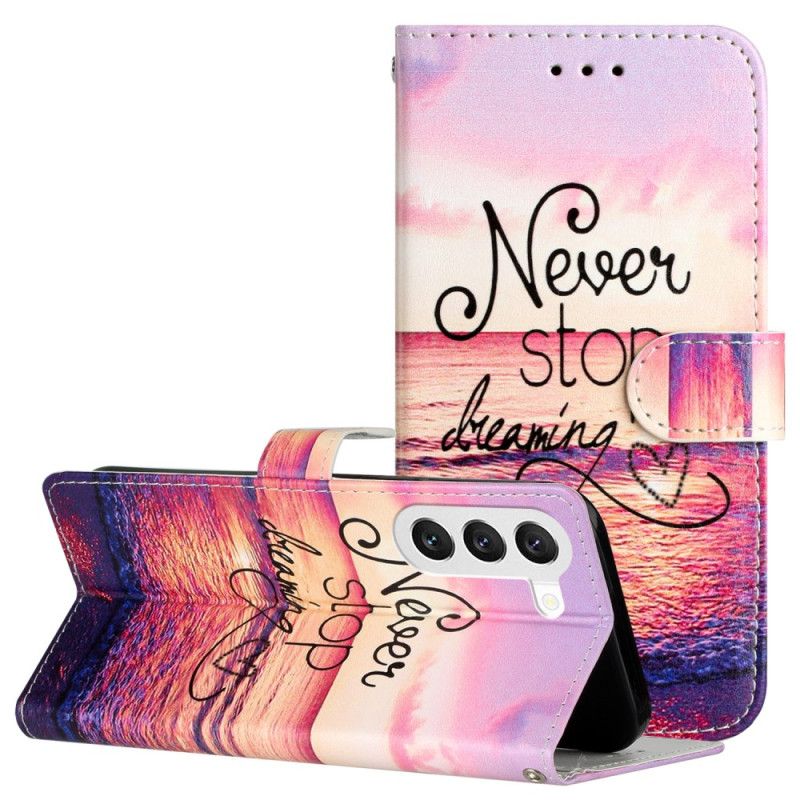 Lederhüllen Samsung Galaxy S24 5g Midnight Never Stop Dreaming Mit Strap