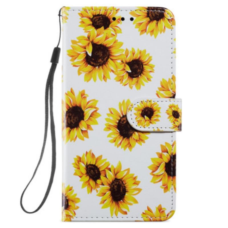 Lederhüllen Samsung Galaxy S24 5g Riemen Sonnenblumen