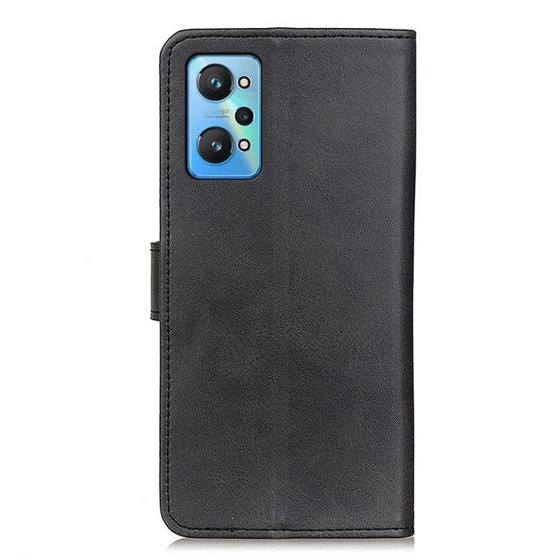 Flip Case Für Realme GT Neo 3T / Neo 2 Matter Retro-ledereffekt