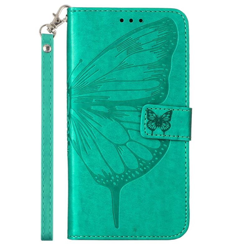 Lederhüllen Samsung Galaxy Z Fold 6 Blumenschmetterling Mit Riemen