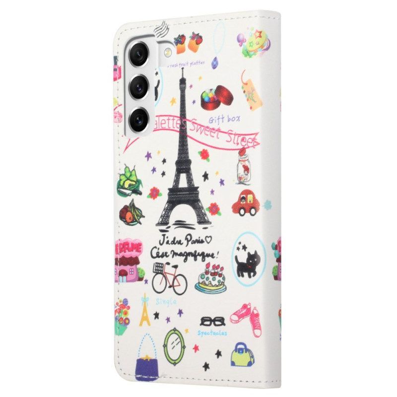 Flip Case Für Samsung Galaxy S23 5G Ich Liebe Paris