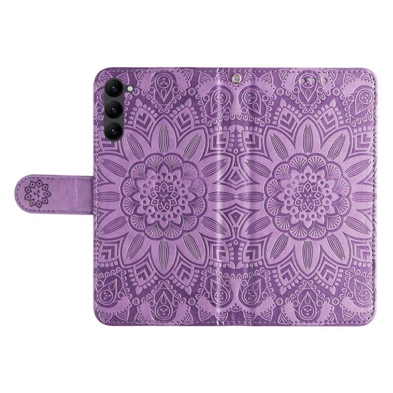 Flip Case Für Samsung Galaxy S23 5G Mandala-sonne Mit Schlüsselband