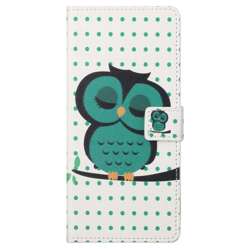 Flip Case Für Samsung Galaxy S23 5G Schlafende Eule