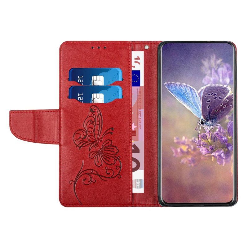 Flip Case Für Samsung Galaxy S23 5G Zweifarbiger Barock-schmetterling