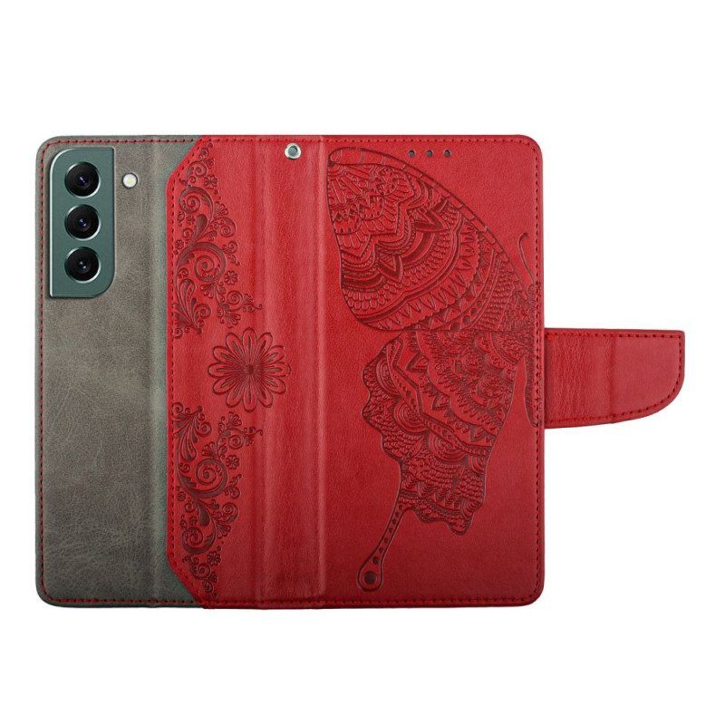 Flip Case Für Samsung Galaxy S23 5G Zweifarbiger Barock-schmetterling