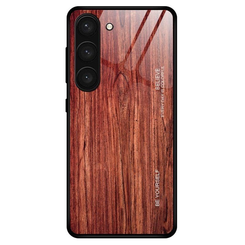 Hülle Für Samsung Galaxy S23 5G Holzdesign Aus Gehärtetem Glas