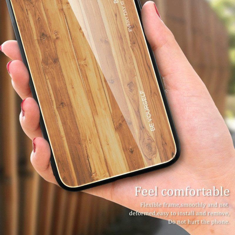 Hülle Für Samsung Galaxy S23 5G Holzdesign Aus Gehärtetem Glas