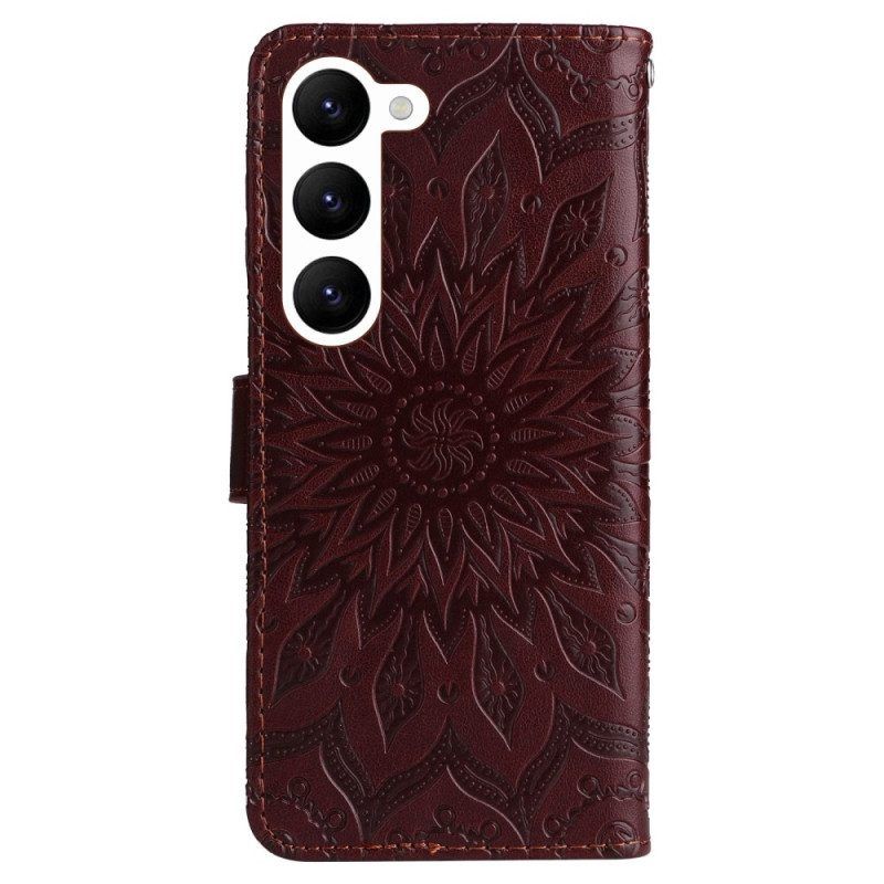 Lederhüllen Für Samsung Galaxy S23 5G Mandala-sonne Mit Schlüsselband