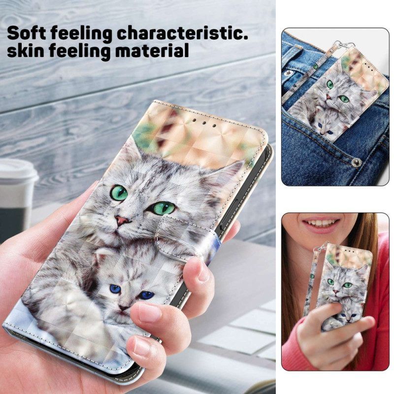 Lederhüllen Für Samsung Galaxy S23 5G Mit Kordel Tanga-katzen