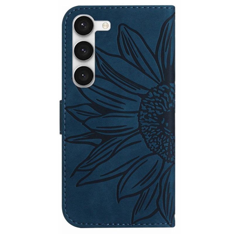 Lederhüllen Für Samsung Galaxy S23 5G Sonnenblumen-schultergurt