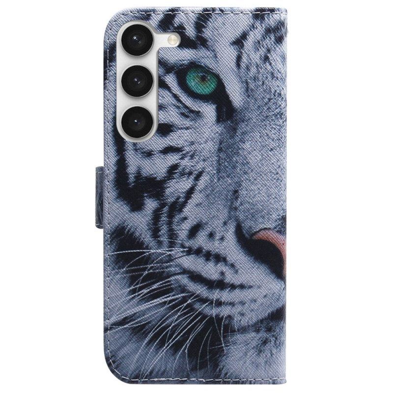 Lederhüllen Für Samsung Galaxy S23 5G Weißer Tiger