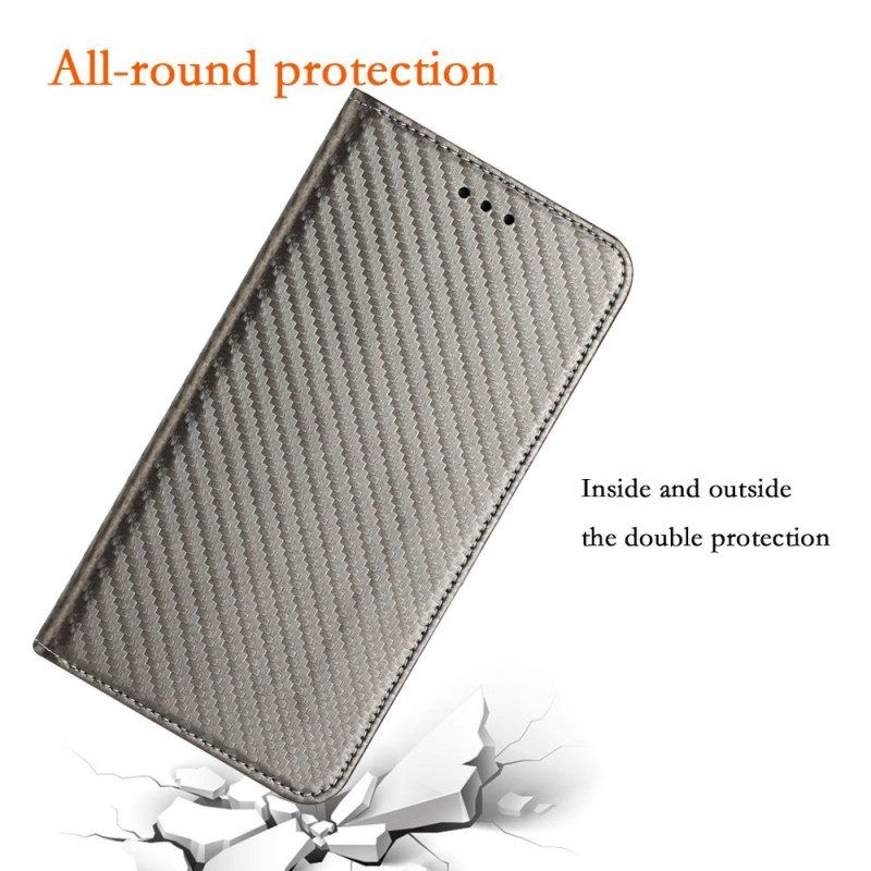 Schutzhülle Für Samsung Galaxy S23 5G Mit Kordel Flip Case Riemchen-carbonfaser-stil