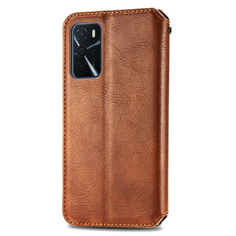 Flip Case Oppo A16 / A16s Rautenstruktur In Lederoptik