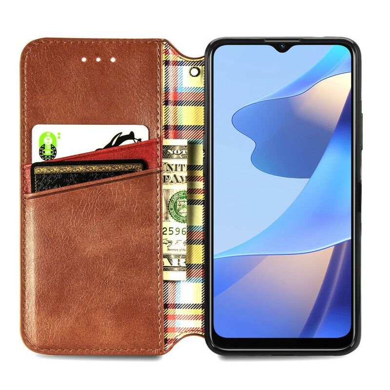 Flip Case Oppo A16 / A16s Rautenstruktur In Lederoptik