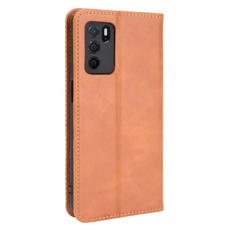 Flip Case Oppo A16 / A16s Stilisierter Vintage-ledereffekt