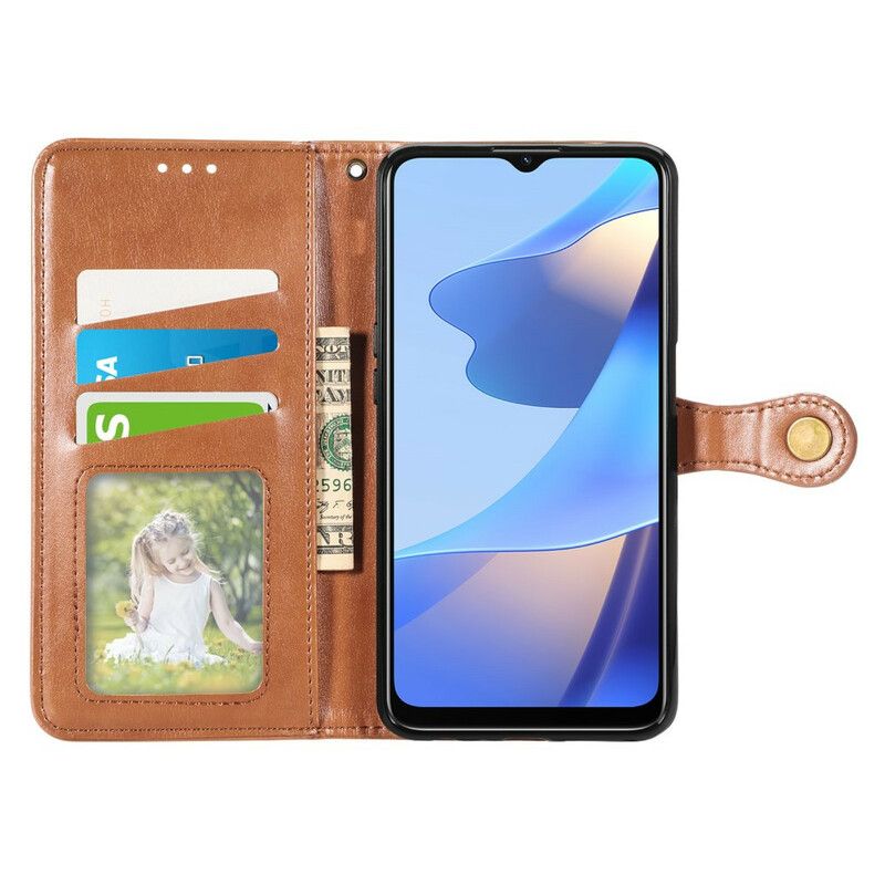 Lederhüllen Oppo A16 / A16s Handyhülle Kunstleder Und Vintage-verschluss