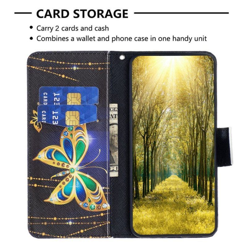 Flip Case Für Samsung Galaxy S23 Ultra 5G Goldener Schmetterling