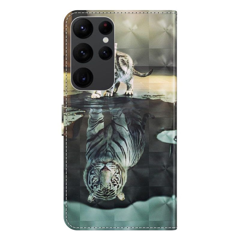 Flip Case Für Samsung Galaxy S23 Ultra 5G Mit Kordel Strappy Kitten Dream