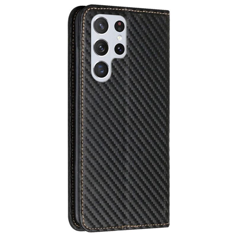 Schutzhülle Für Samsung Galaxy S23 Ultra 5G Mit Kordel Flip Case Riemchen-carbonfaser-stil