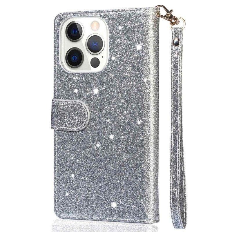 Flip Case Für iPhone 14 Pro Max Brieftasche Glitzer-geldbörse