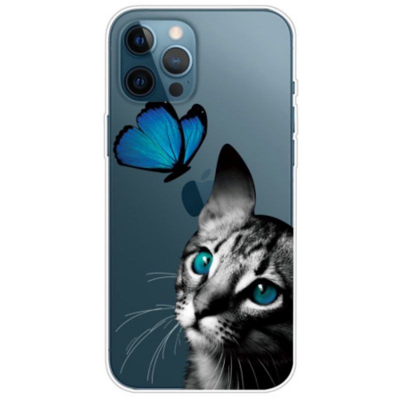 Handyhülle Für iPhone 14 Pro Max Katze Und Schmetterling