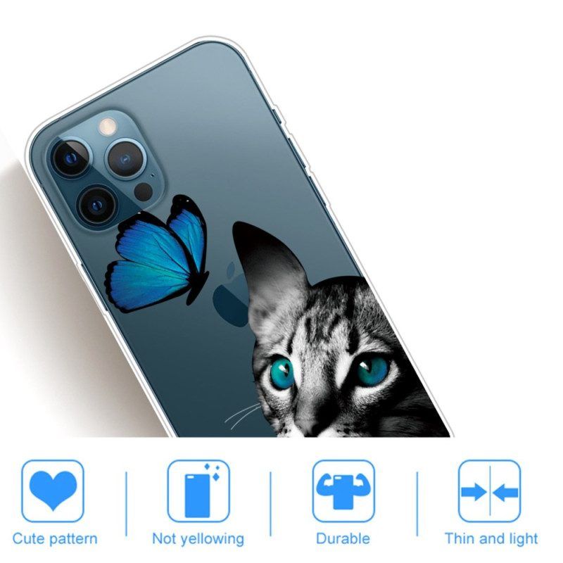 Handyhülle Für iPhone 14 Pro Max Katze Und Schmetterling