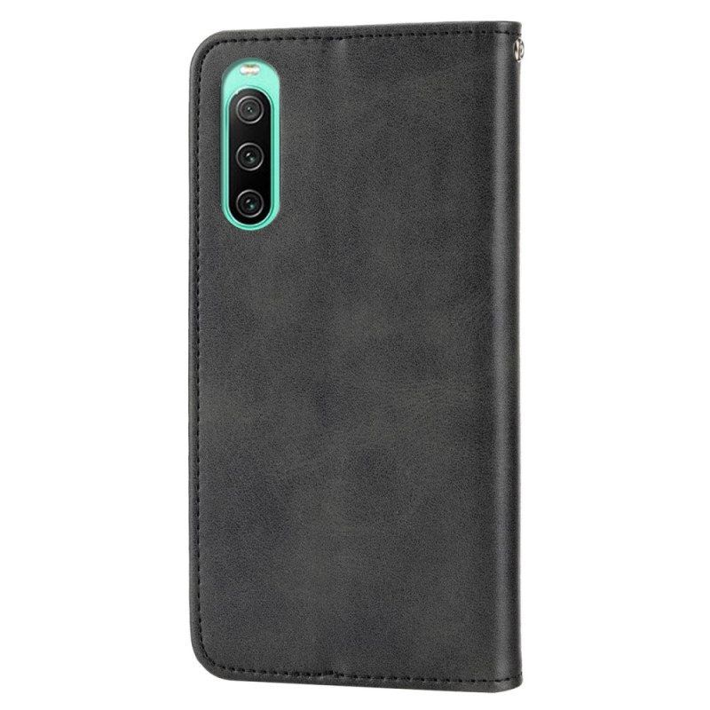 Schutzhülle Für Sony Xperia 10 IV Flip Case 3d-muster Im Lederstil Mit Riemen