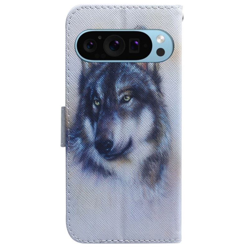 Lederhüllen Für Google Pixel 9 Pro Aquarell Wolf