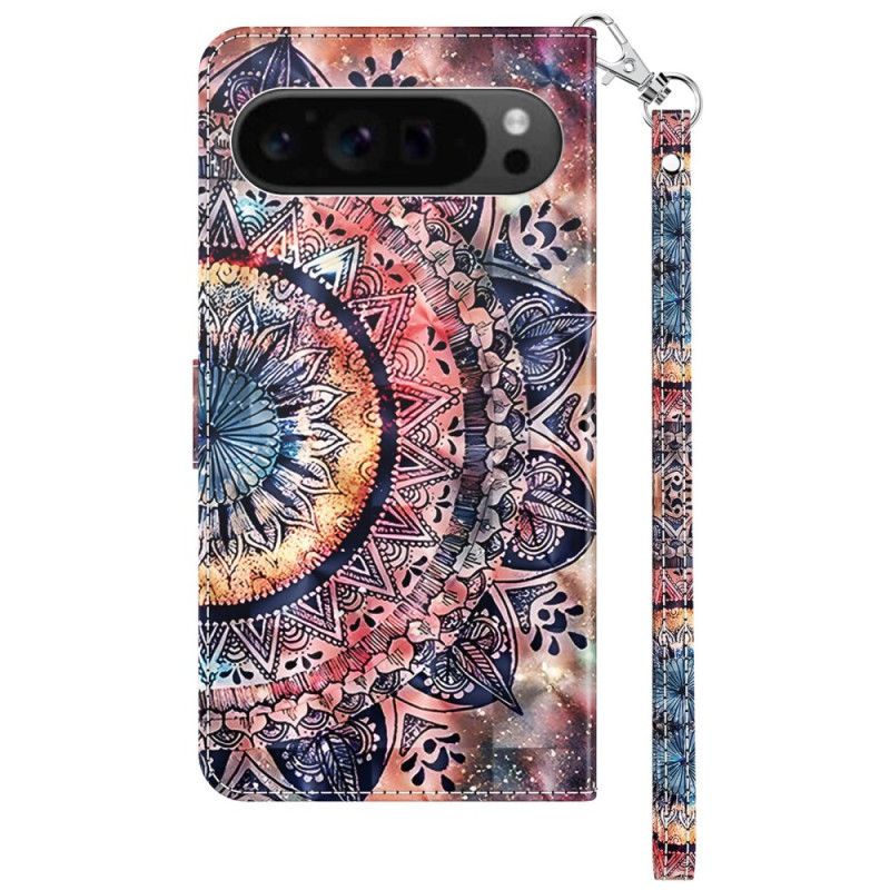 Lederhüllen Für Google Pixel 9 Pro Buntes Mandala Mit Riemen