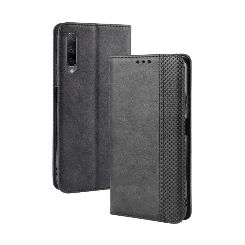 Flip Case Honor 9X Pro Schwarz Stilisierter Vintage-Ledereffekt