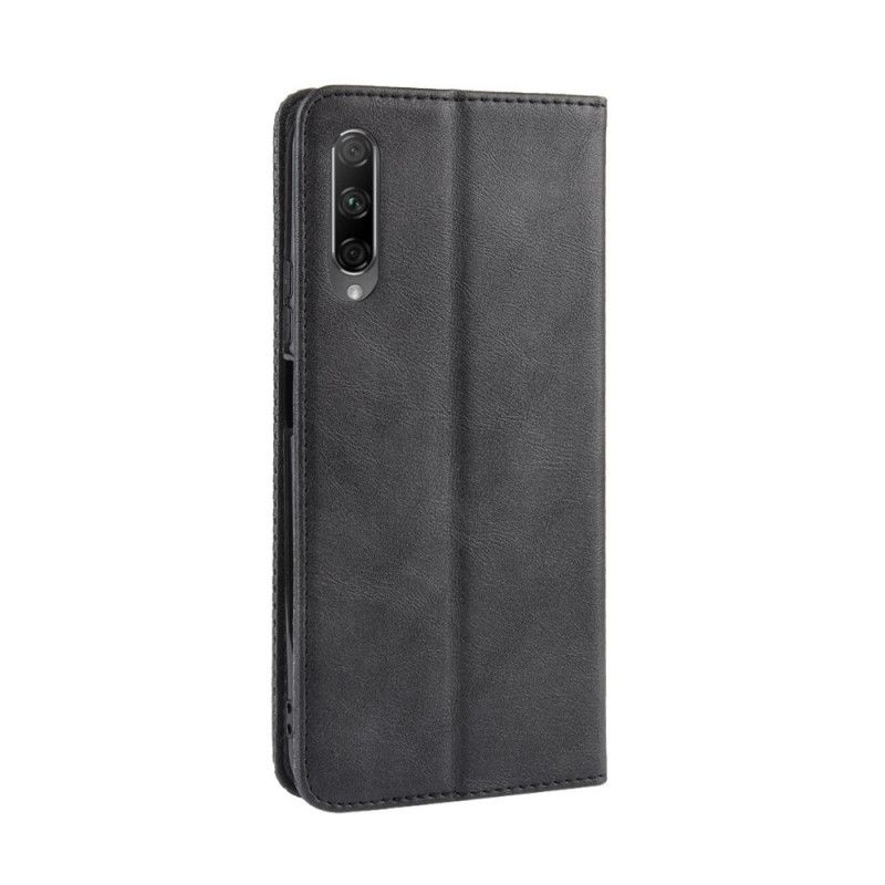 Flip Case Honor 9X Pro Schwarz Stilisierter Vintage-Ledereffekt