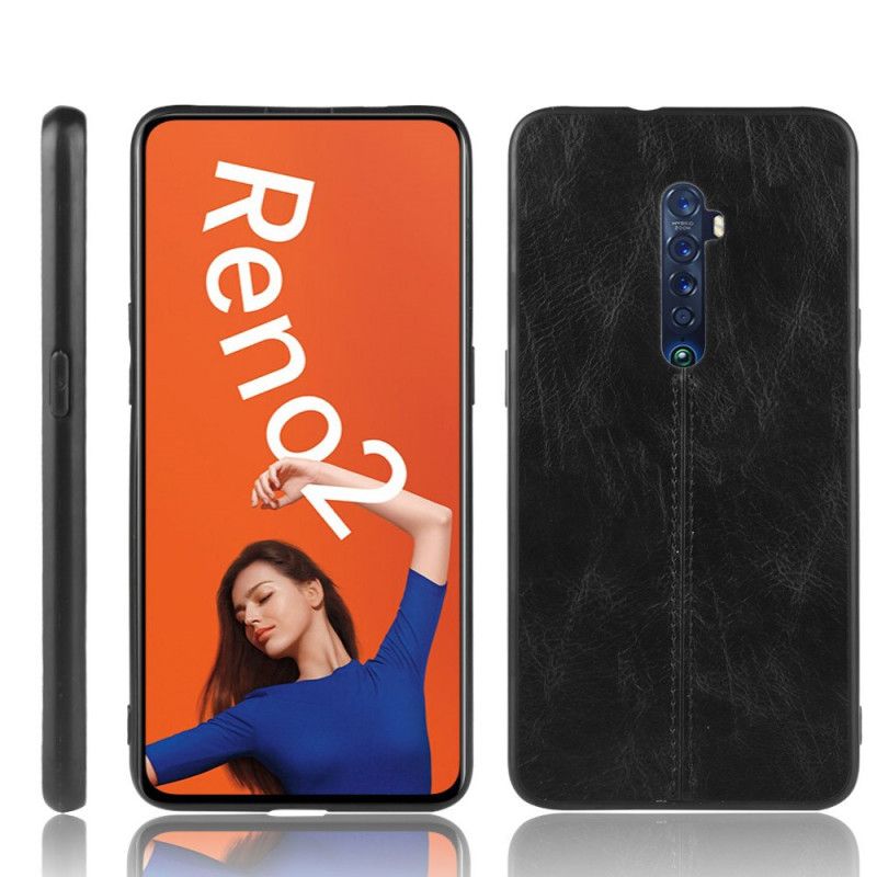 Hülle Oppo Reno 2 Schwarz Nähte Im Lederstil