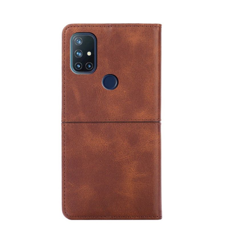 Flip Case Für OnePlus Nord N10 Schwarz Couture-Lederstil