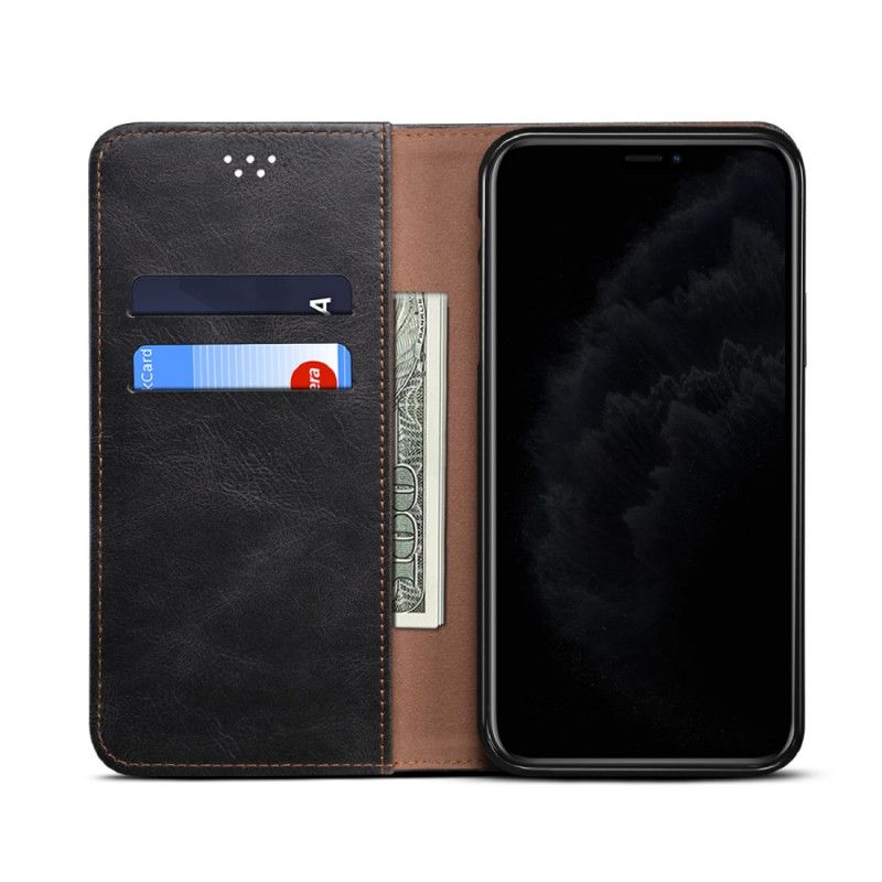 Flip Case OnePlus Nord N100 Schwarz Gewachstes Kunstleder