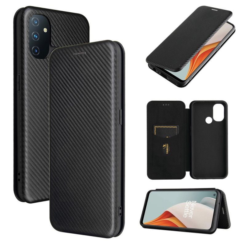 Flip Case OnePlus Nord N100 Schwarz Kohlefaser