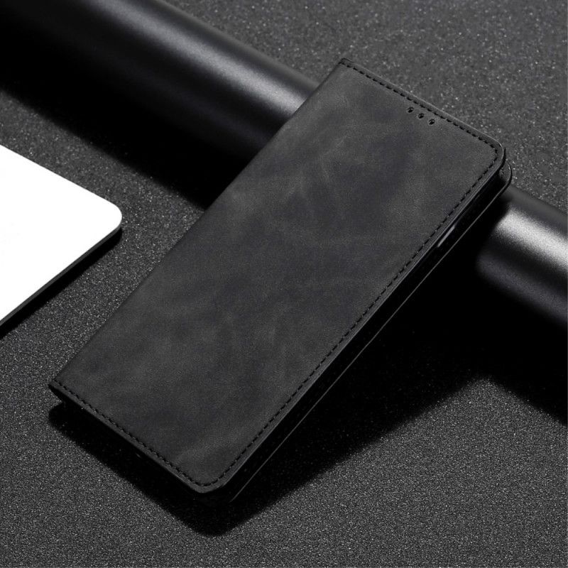 Flip Case OnePlus Nord N100 Schwarz Seidiger Ledereffekt