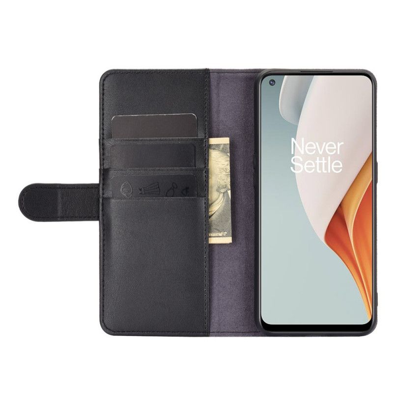 Lederhüllen OnePlus Nord N100 Schwarz Echtes Leder