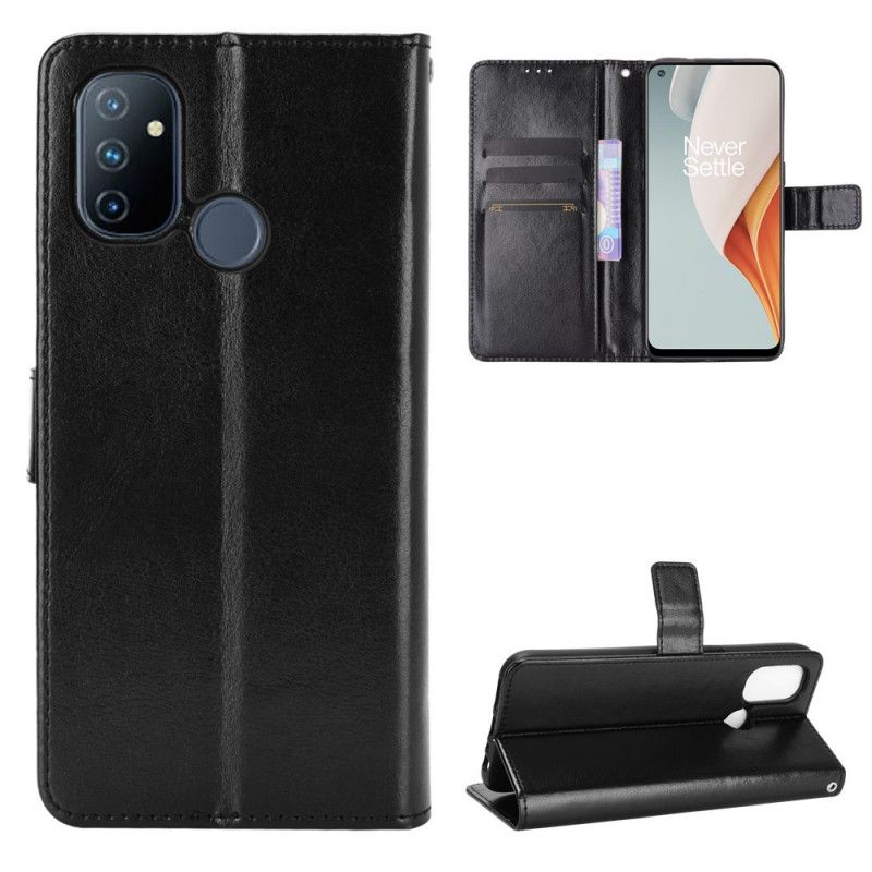 Lederhüllen OnePlus Nord N100 Schwarz Handyhülle Auffälliges Kunstleder