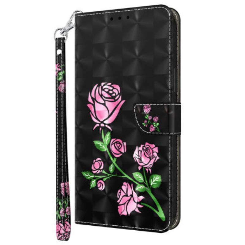 Lederhüllen Xiaomi Redmi Note 13 Pro Plus 5g Rosa Blumen Mit Riemen