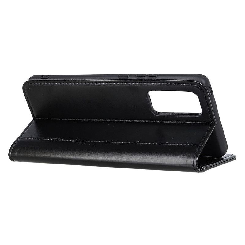 Flip Case Samsung Galaxy S20 FE Schwarz Glänzendes Spaltleder