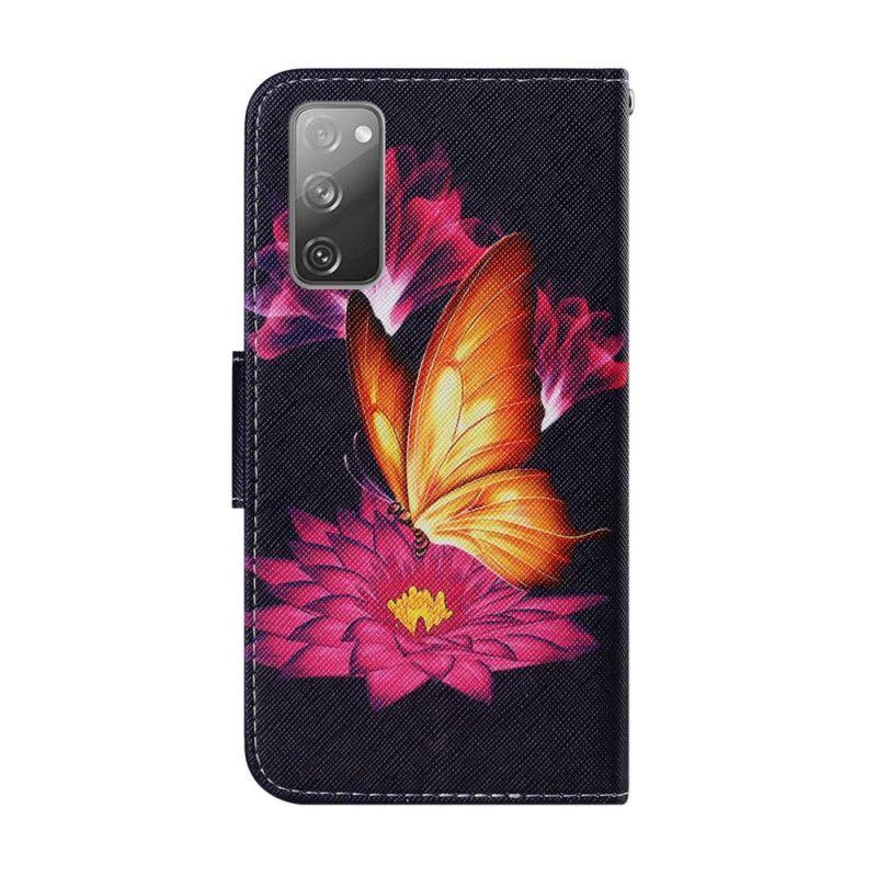 Lederhüllen Samsung Galaxy S20 FE Schmetterling Und Lotus