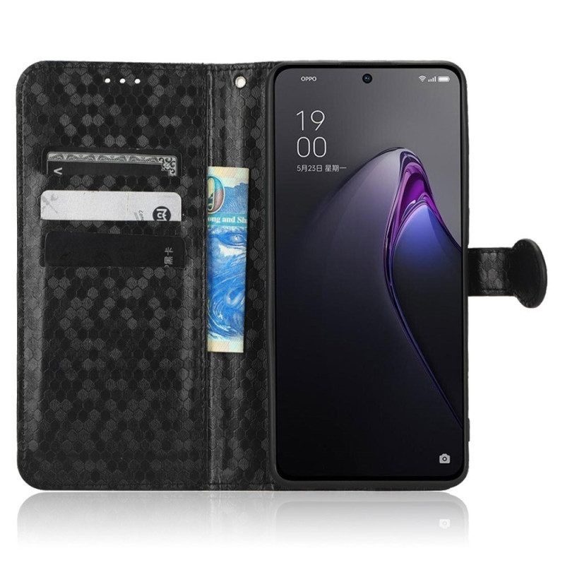 Flip Case Für Oppo Reno 8 Pro Mit Kordel 3d-riemchendesign