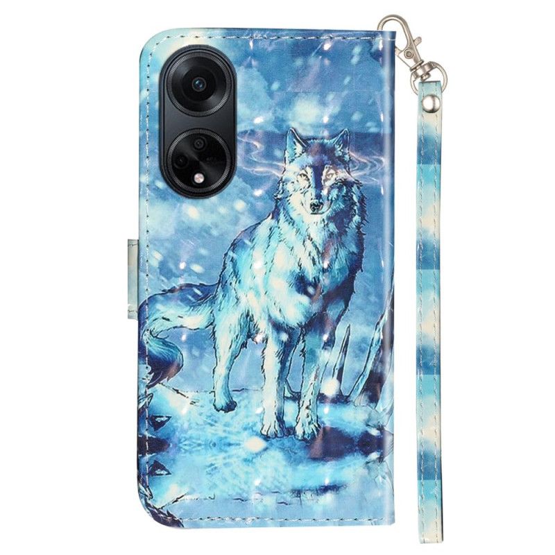 Lederhüllen Für Oppo A98 5g 3d-schneewolf Mit Riemen