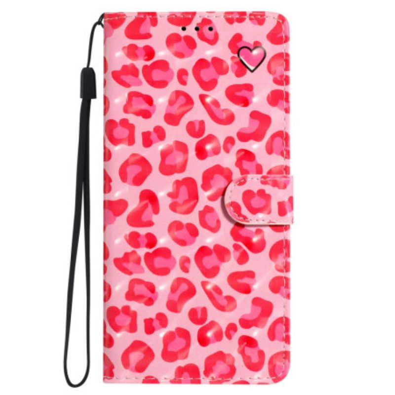 Lederhüllen Oppo A98 5g Handyhülle 3d-rosa-leopard Mit Riemen