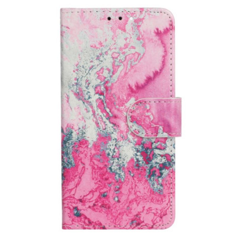 Lederhüllen Oppo A98 5g Handyhülle Rosa Und Silbernes Marmormuster